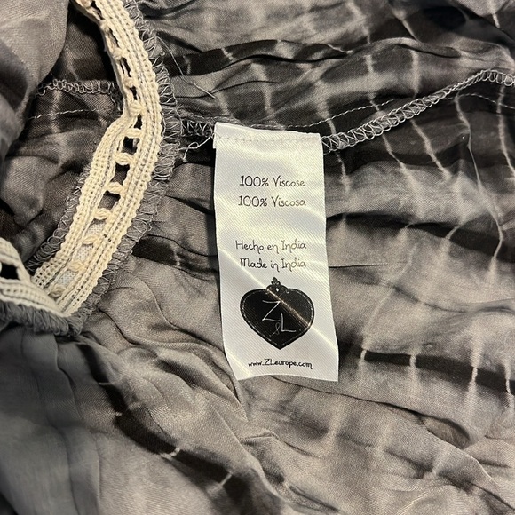 ZLEurope Shibari Tunic Dress Gray Black Tie Dye Coral Tassel Boho Cover Up Small - Picture 9 of 15